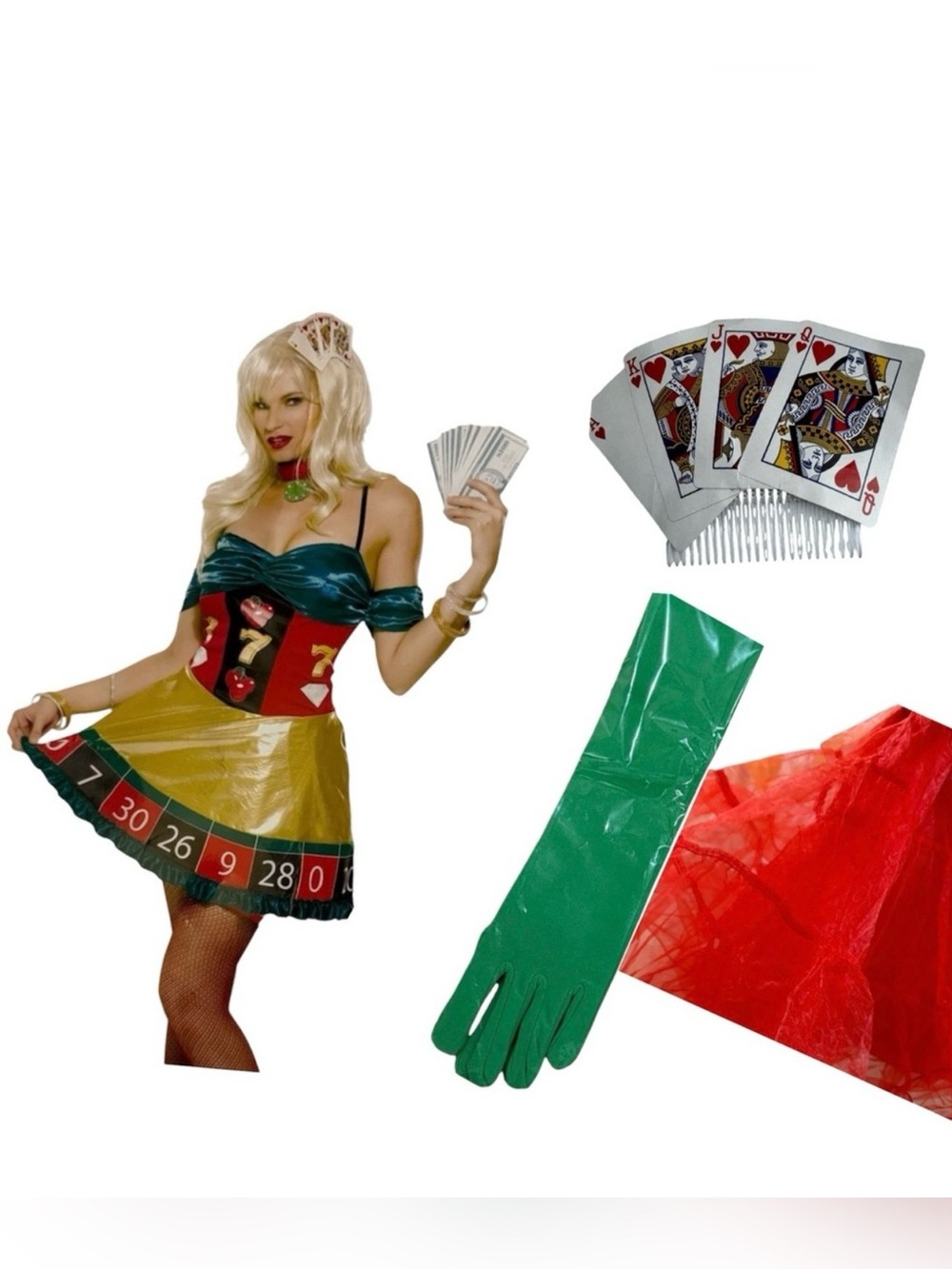 Lady Luck Roulette Gambling Casino costume size M set of 5